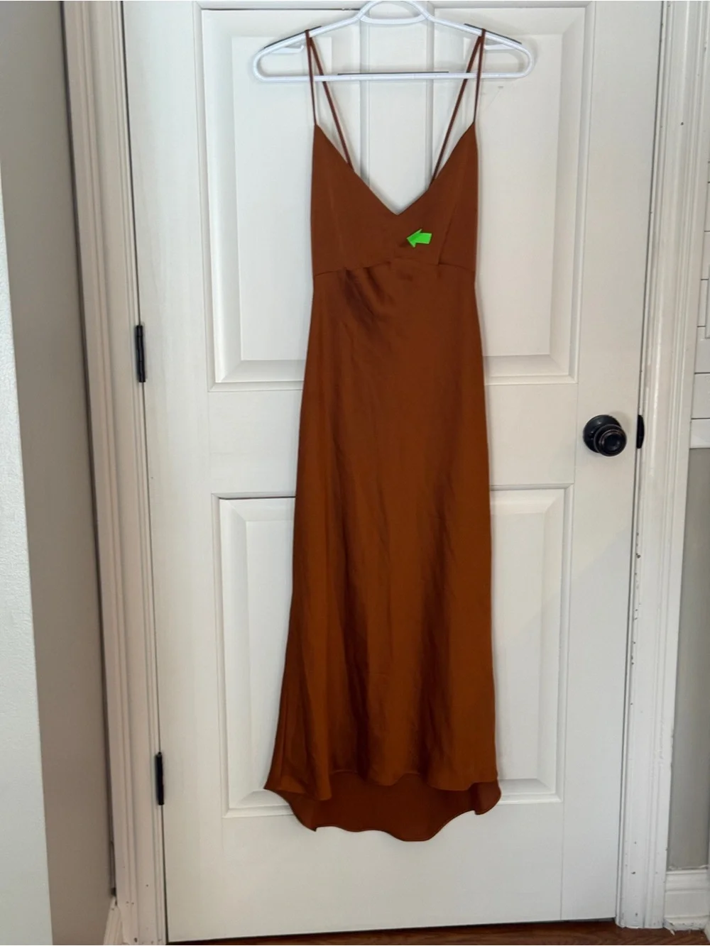 Abercrombie & Fitch Rust Satin Cross Back Maxi Dress Sz L 25967
